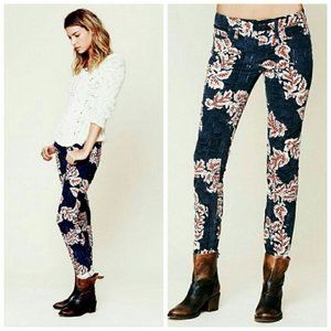 NEW Free People Floral Print Corduroy Skinny Pants